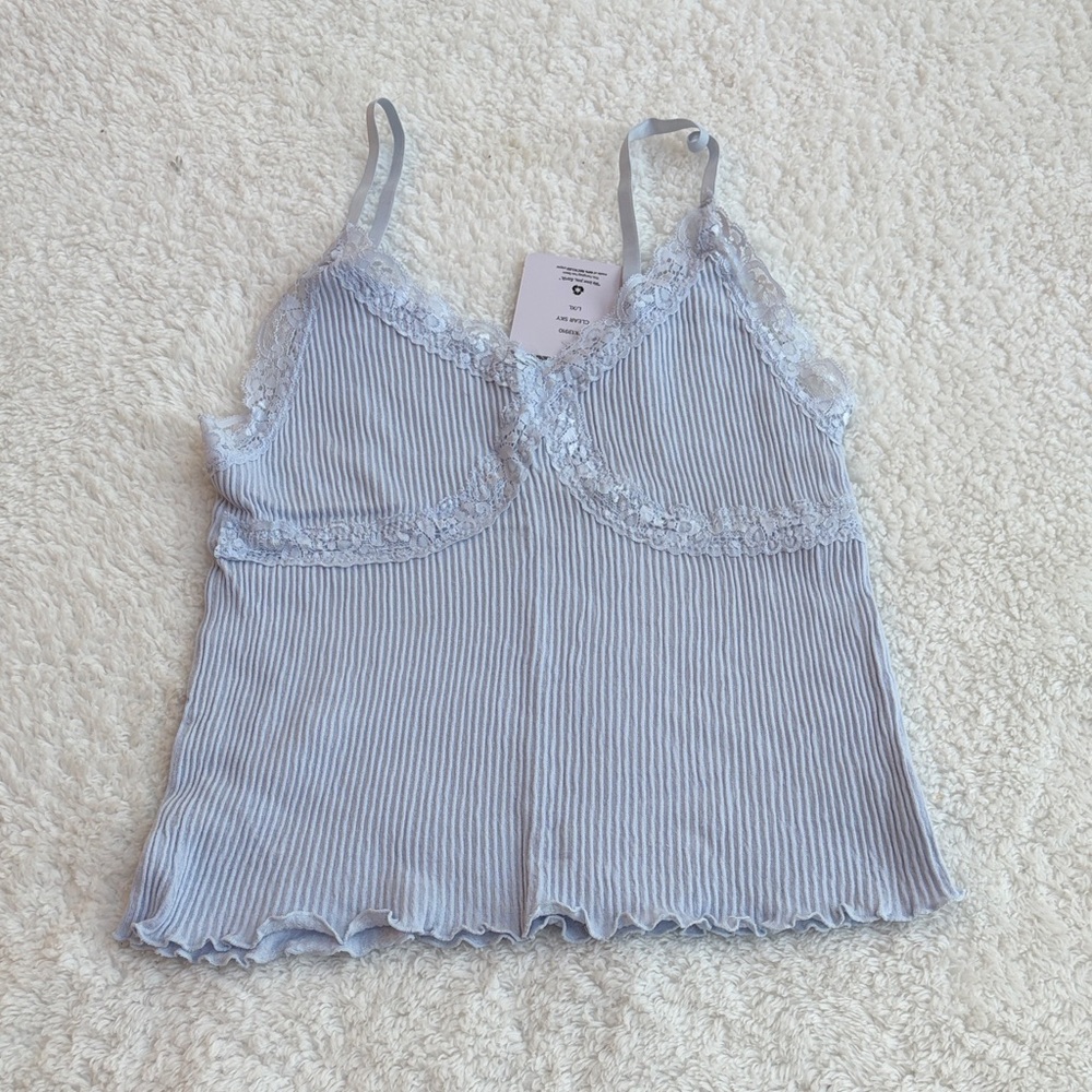 NWT Light Blue Lace Trim Cami Top